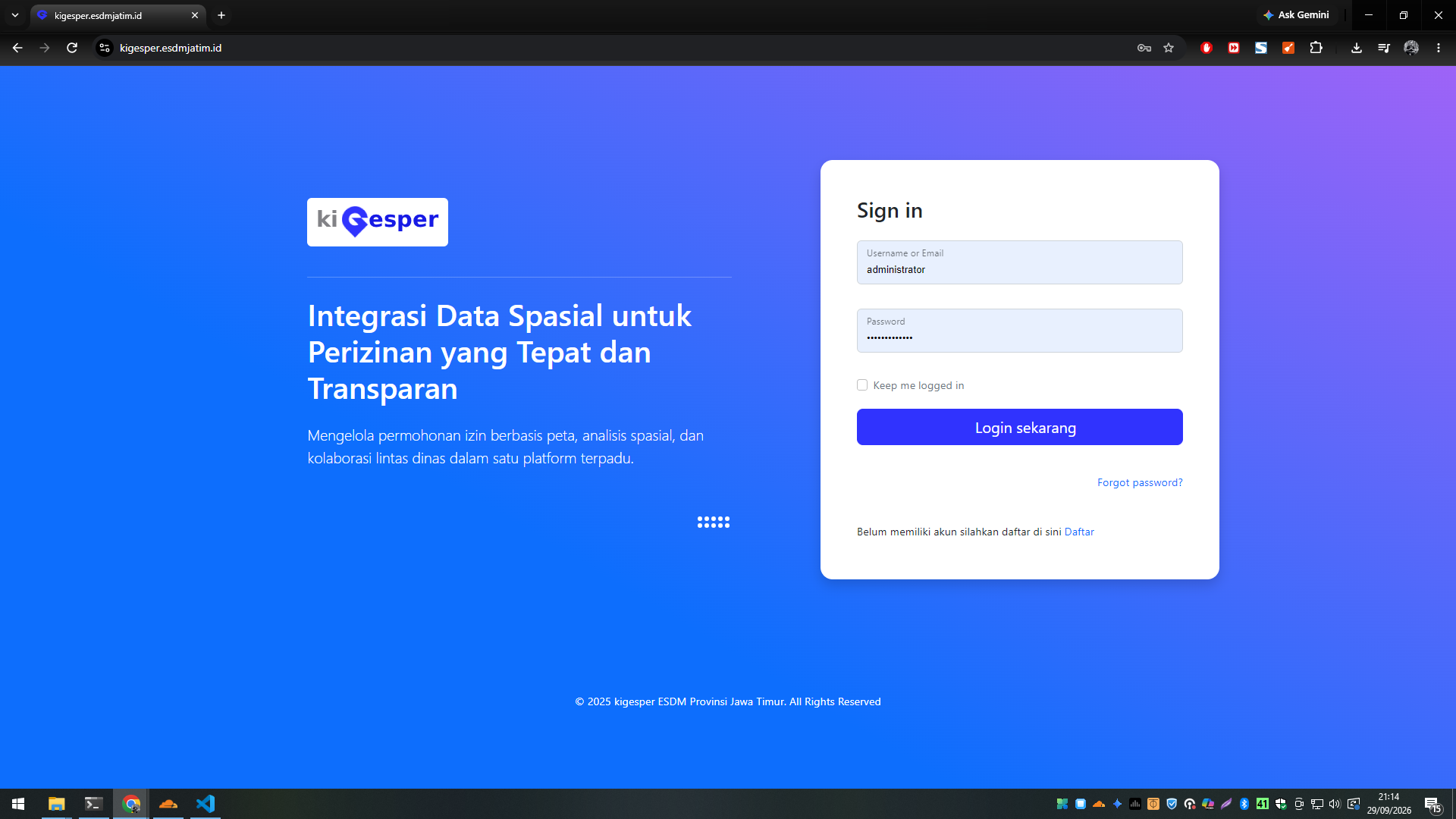KIGESPER — Sistem Informasi Geospasial dan Pengelolaan Perizinan Pertambangan — tampilan 9