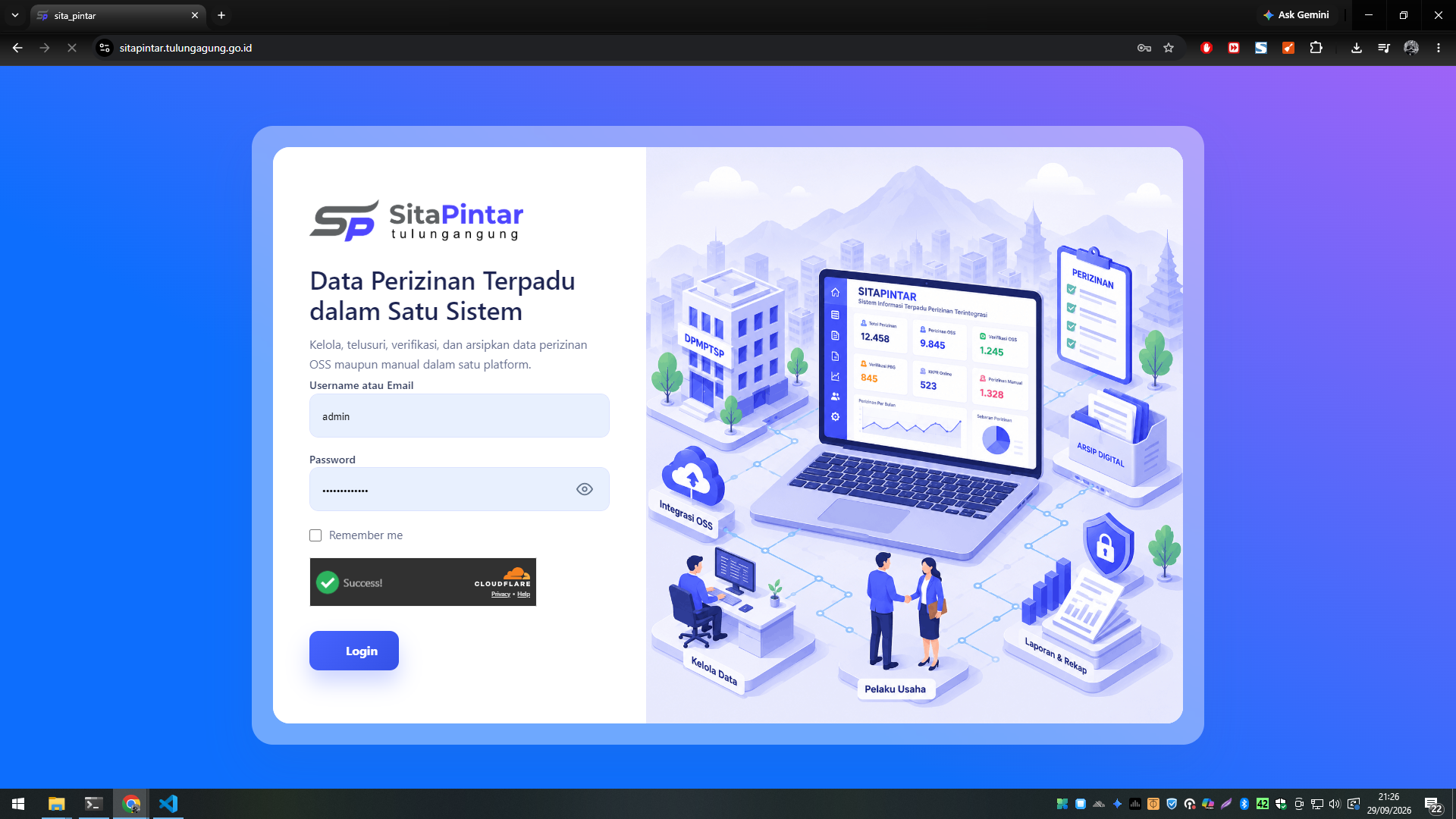 SITA PINTAR — Sistem Informasi Terpadu Perizinan Terintegrasi — tampilan 7
