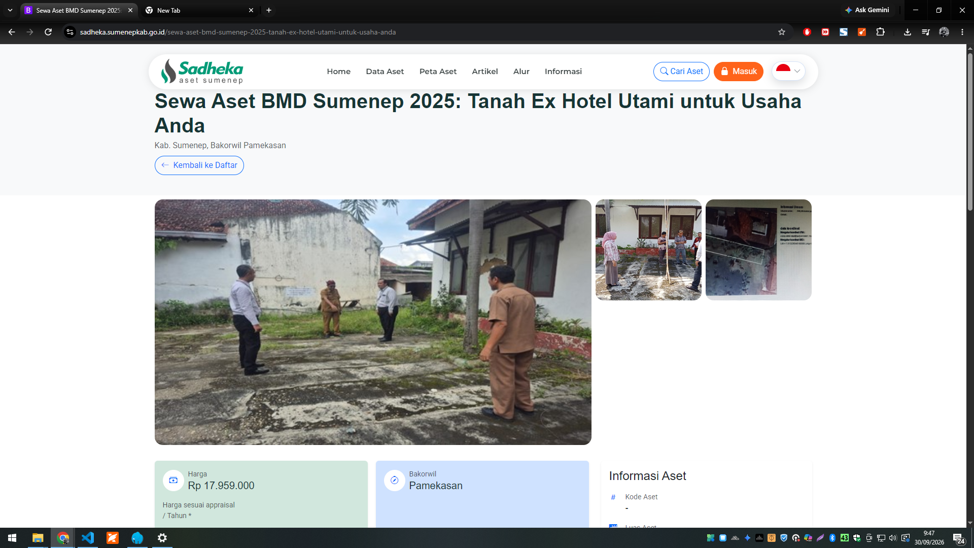 ASETSUMENEP.COM — Sistem Informasi Sewa Aset Kabupaten Sumenep — tampilan 6