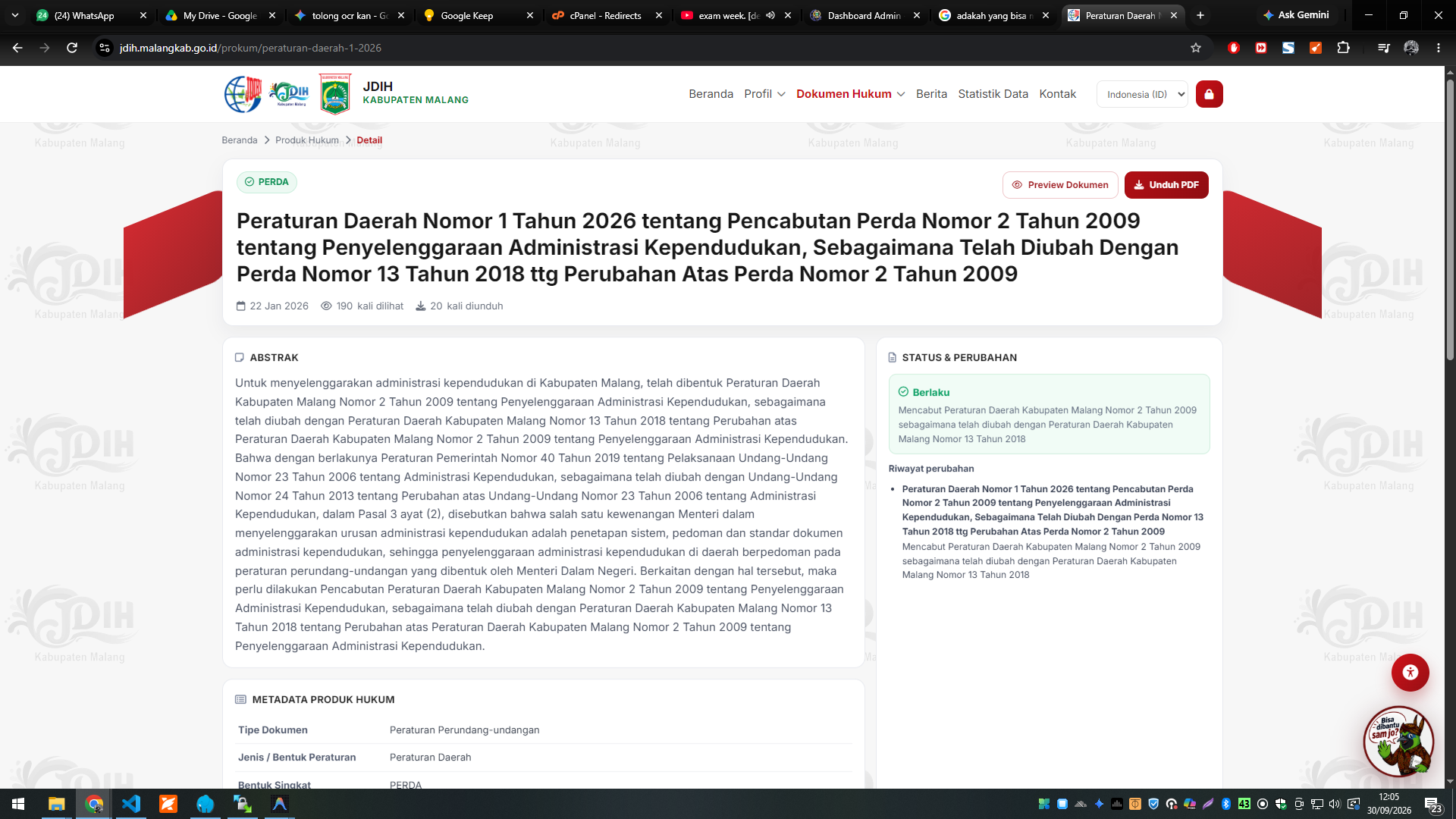 JDIH KABUPATEN MALANG — Jaringan Dokumentasi dan Informasi Hukum Kabupaten Malang — tampilan 6