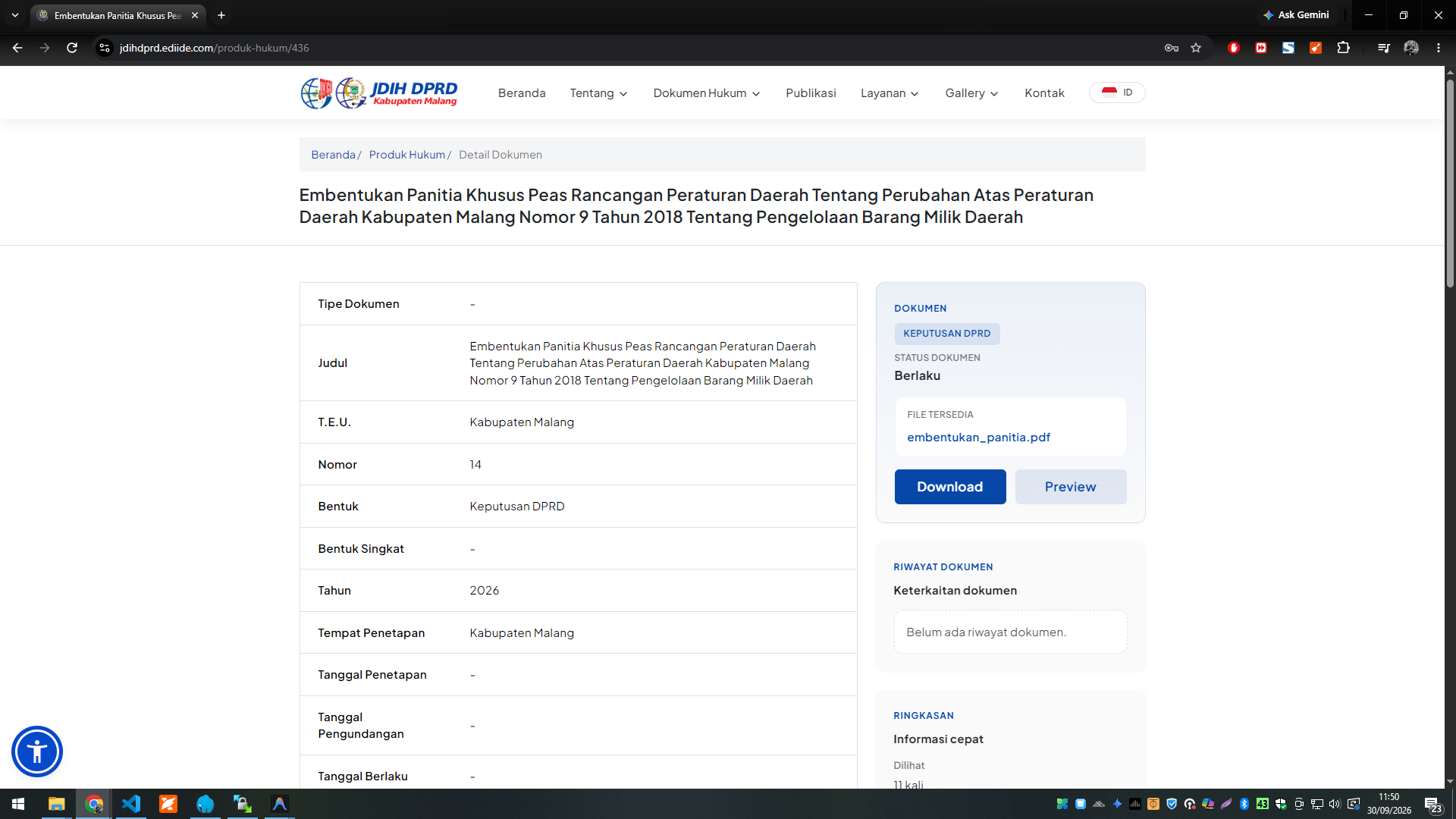 JDIH DPRD KABUPATEN MALANG — Jaringan Dokumentasi dan Informasi Hukum DPRD Kabupaten Malang — tampilan 9