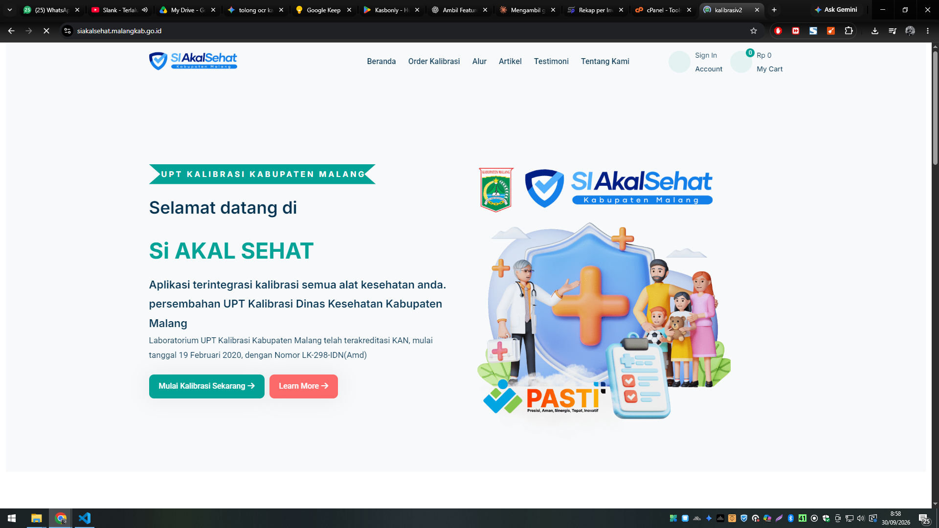 SIAKALSEHAT — Sistem Informasi Layanan Permohonan dan Kalibrasi Alat Kesehatan — tampilan 5