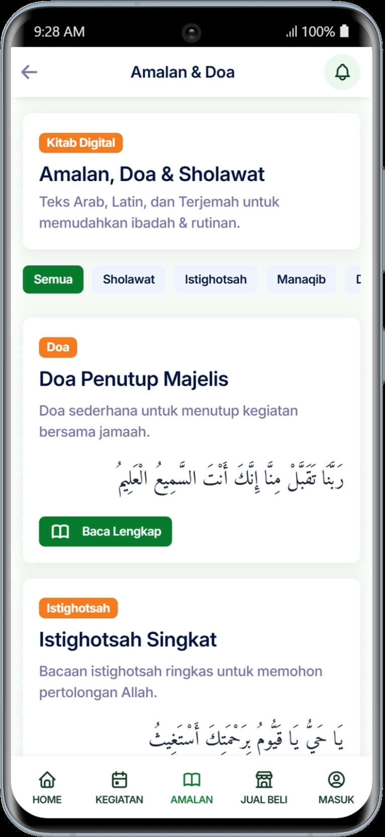 MAOS SHOLAWAT — Portal Informasi dan Marketplace Jamaah — tampilan 3
