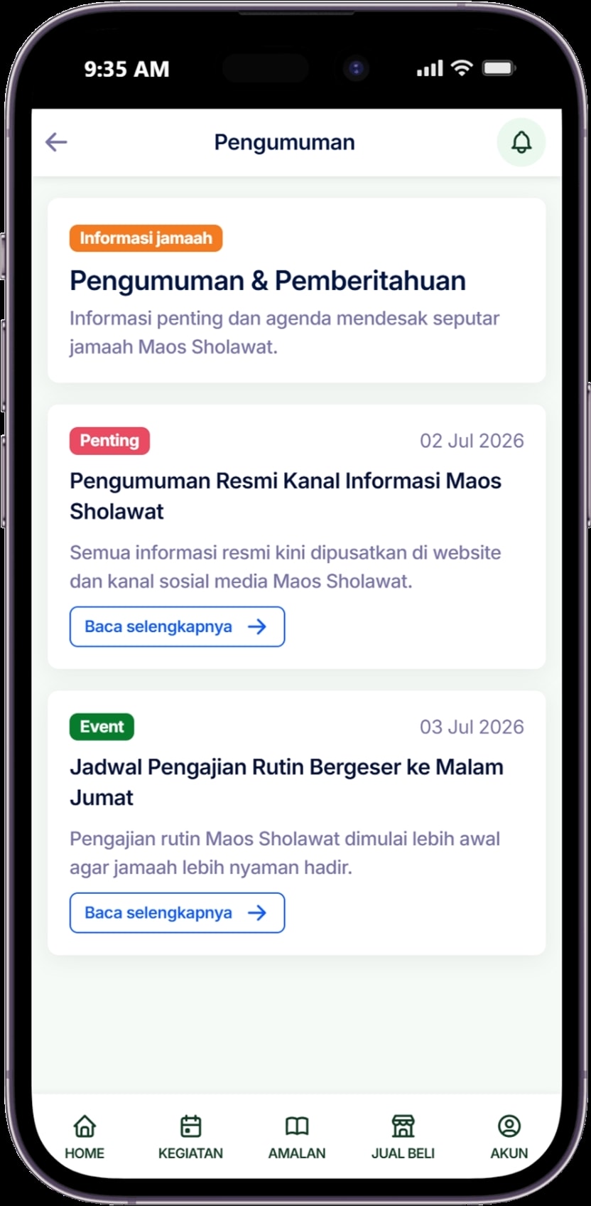MAOS SHOLAWAT — Portal Informasi dan Marketplace Jamaah — tampilan 10